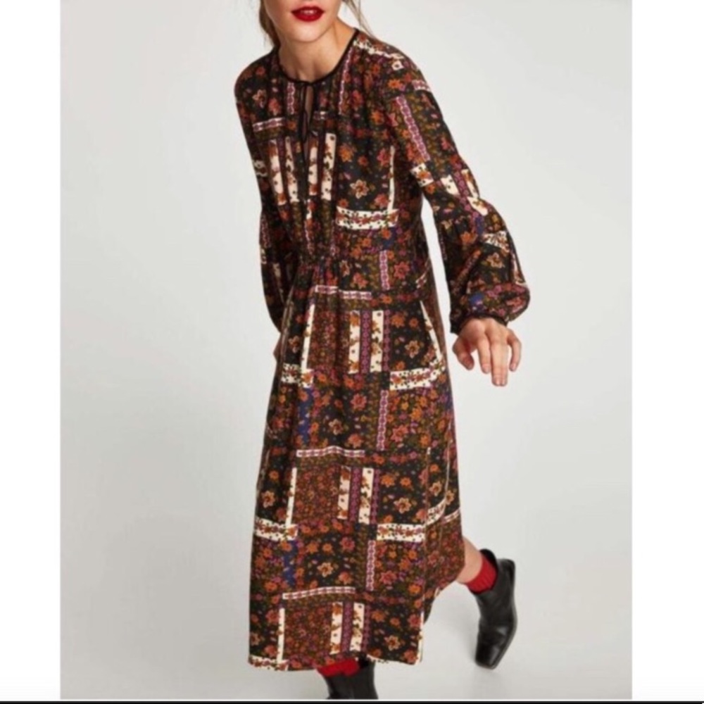Zara Retro Hippie Patchwork Dress - Picture 1 of 5